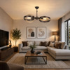 NG Lighting Kremasto Fotistiko Rag Xeiropoiito Metalliko Skouria/Moka Difoto E27 52x70cm 2024077